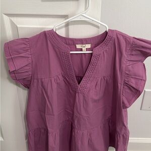 Easel Mauve Blouse with Ruffle Sleeves